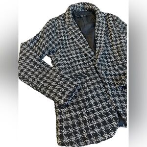 Black and White Houndstooth Blazer